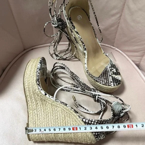 & Other Stories Snakeskin Lace-Up Espadrilles - Picture 3 of 3